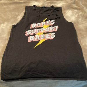 “Babes support babes” distressed tank